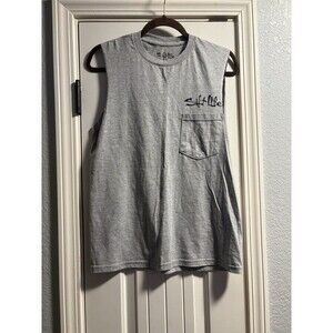 Salt Life Texas Flag Fish Graphic Sleeveless Tank Gray Muscle Tee Small